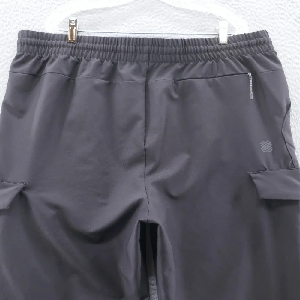 FLX Mens Tapered Cargo Performance Pant 2XL Black Pull On Drawstring Lightweight